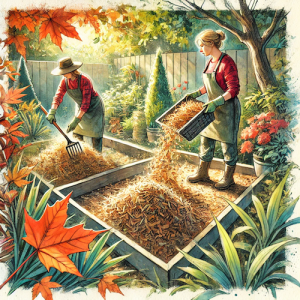 using woodchips and leaves in the gardenn