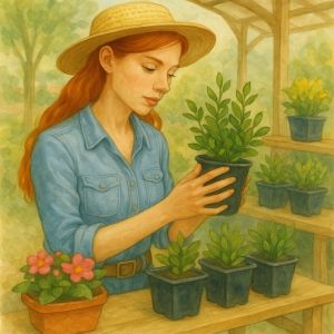 checking nursery plants