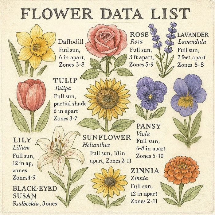 a complete flower list