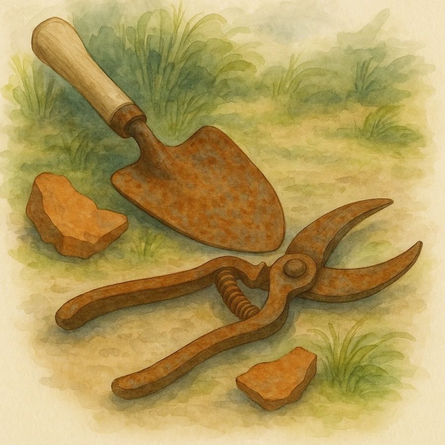 removing rust from garden tools