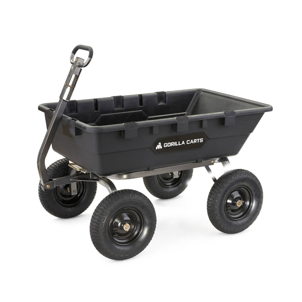 4 wheel yard cart and wheel barrrow